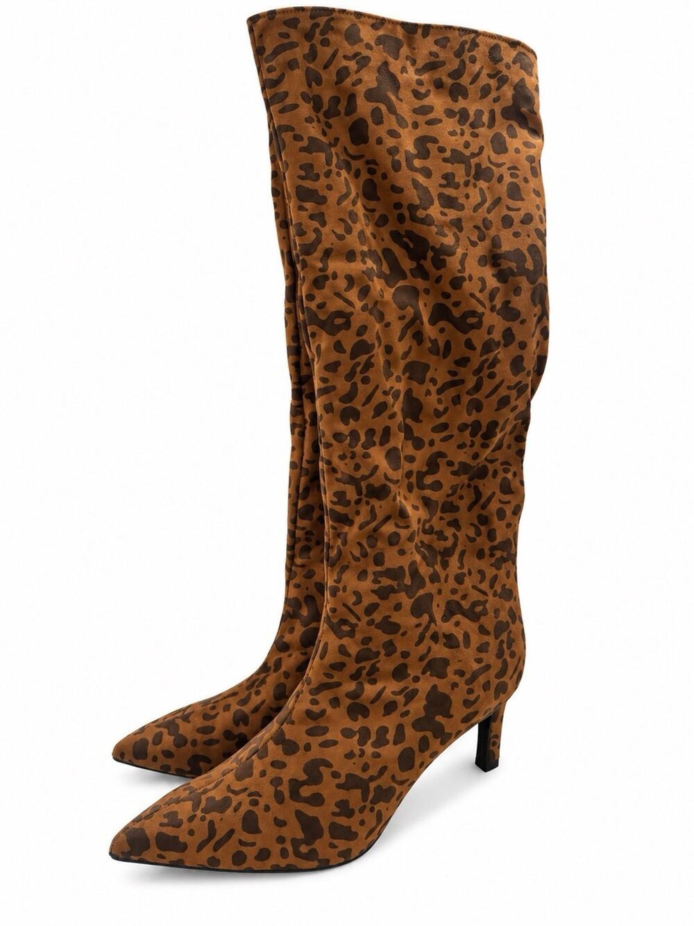 A New Day Women’s Size 9 Leopard Print Knee High Boots Pointed Toe Heels NWT